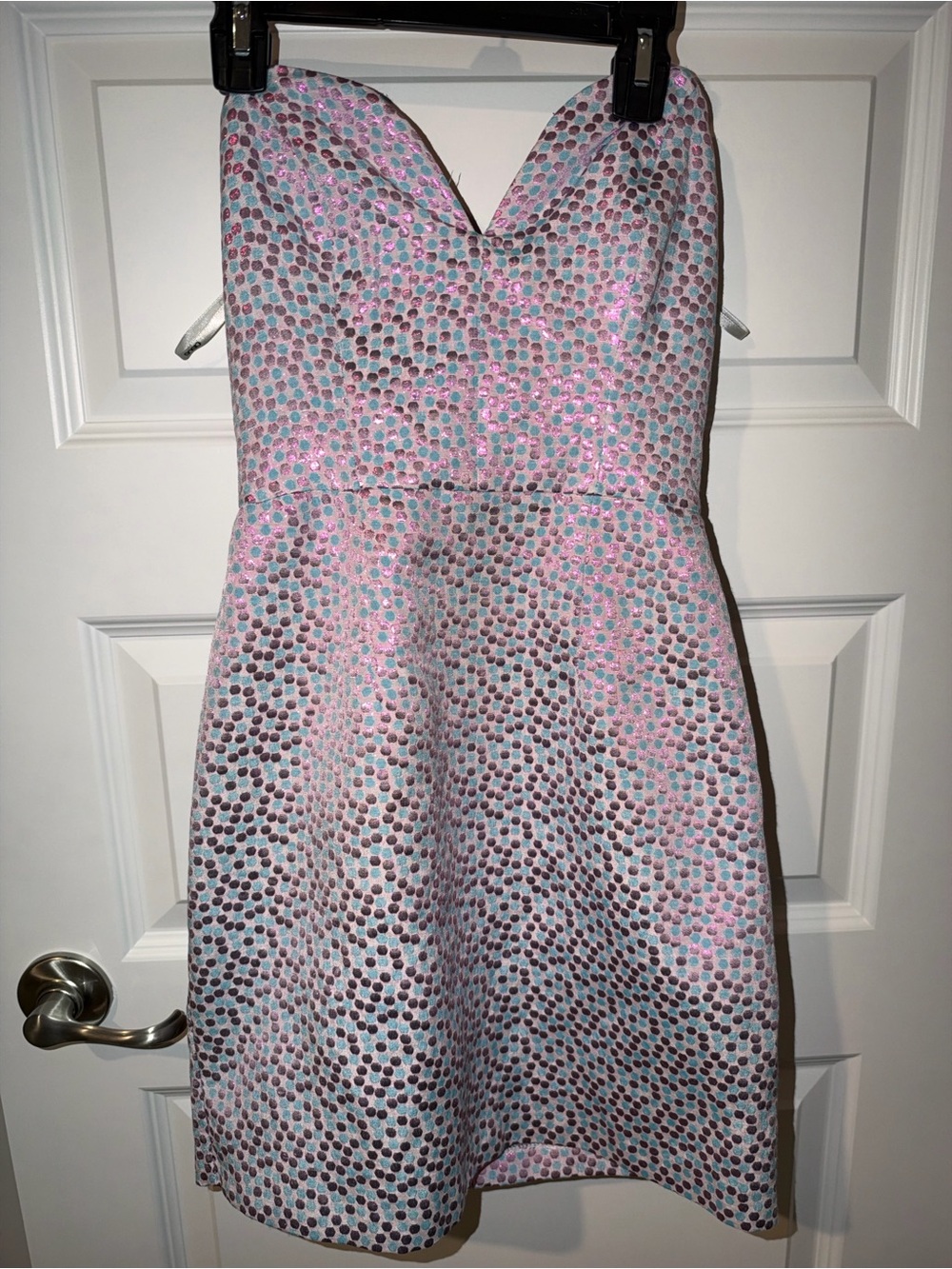 Size 4 ASOS Strapless Sweetheart Fit Dress in Multicolor dots